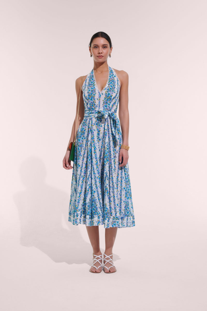 Long Dress Beth - Blue Waves Flowers | Spring Collection | Poupette St ...