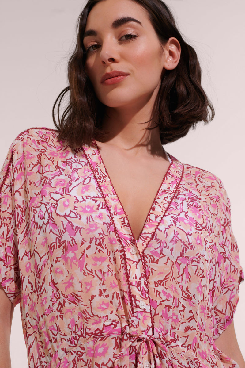 Long Tunic Mya - Pink Graffiti | Resort Collection | Poupette St Barth