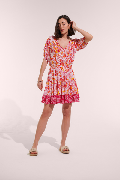 Poupette St. Barth - Mini Dress Bona - Aqua Blossom Xs